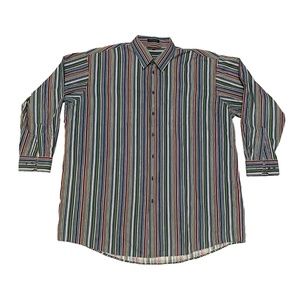 Oleg Cassini Multicolor Striped Long Sleeve Button Front Shirt Size 19‎ x 36/37